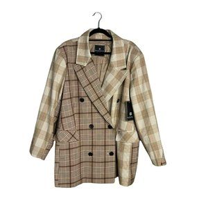 NWT Bagatelle Mixed Patchwork Plaid Print Oversized Boyfriend Blazer 3x